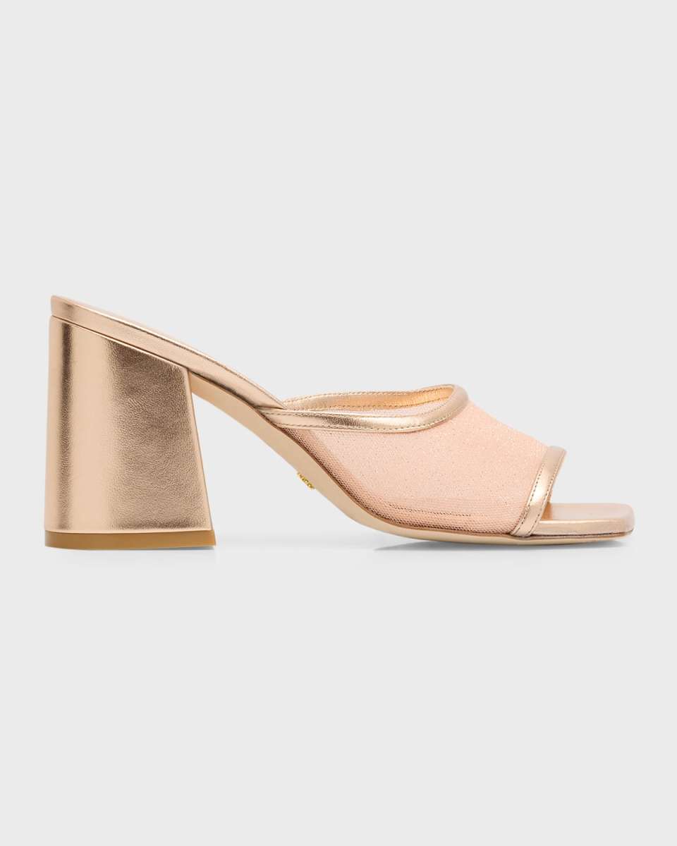 Tia Leather Block-Heel Mules